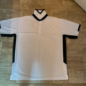 Port Authority, black and white golf polo-🔴